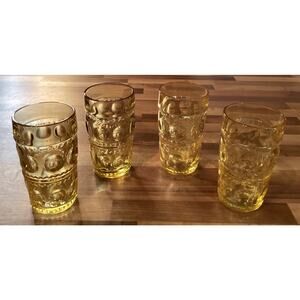 Set of 4 Colony Crystal Color Crown Honey Gold Pattern Tumbler 5.25”